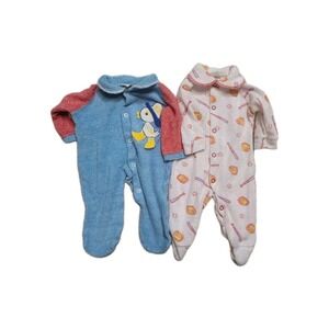 Vintage Boys One‎ Piece Lot of 2 0-3 Months Lullaby Land